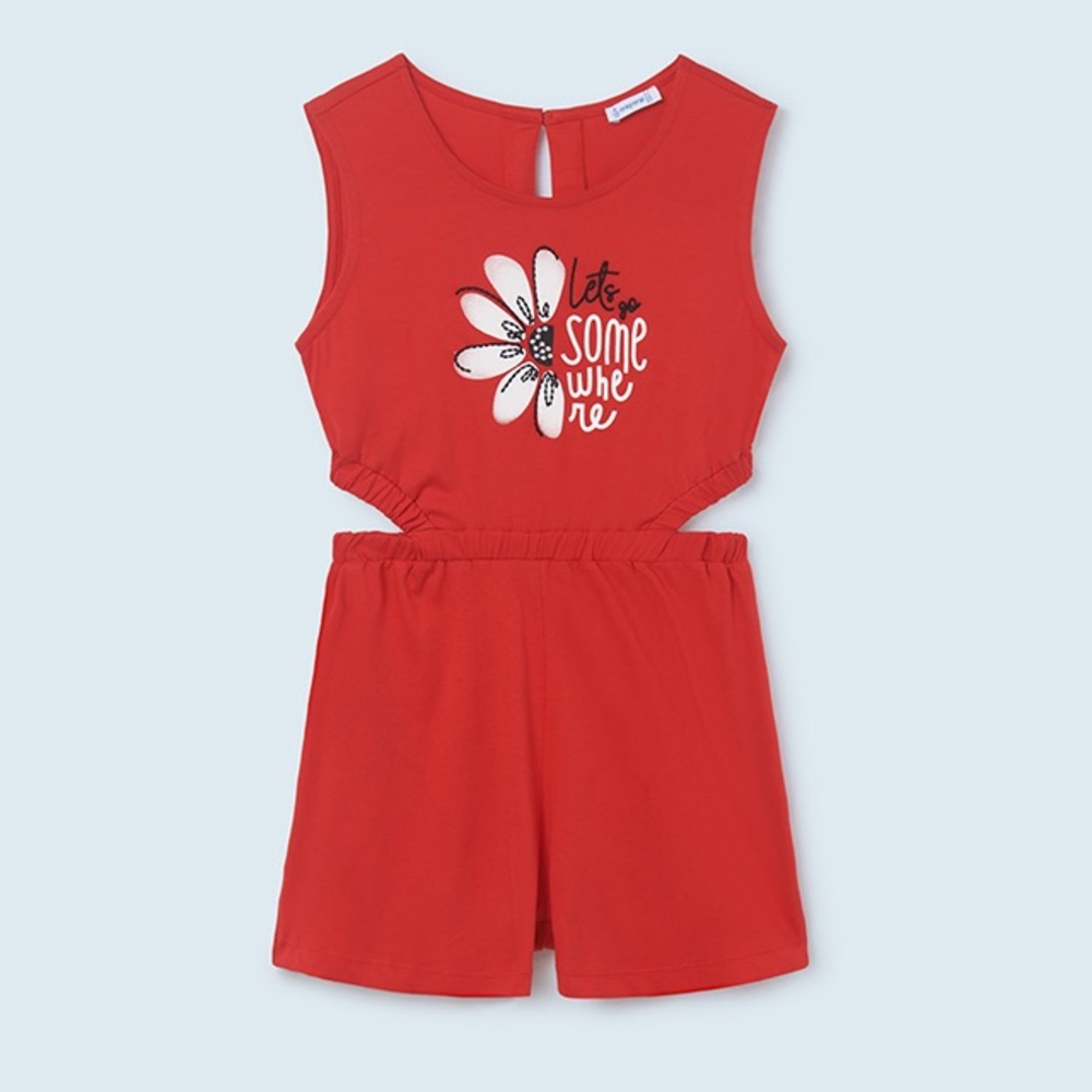 Size 14 Girls Mayoral Red Floral Kids Romper